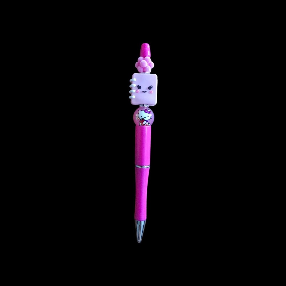 New Beaded Pen Pink Smiling Kindergarten Book Silicone Focal Bead